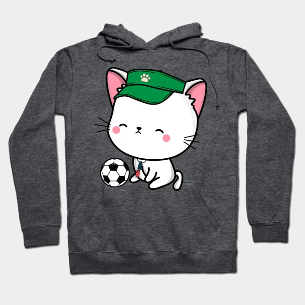 Angora Cat Playing Soccer Hoodie by Pet Station